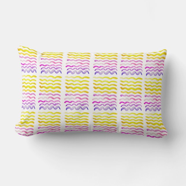 Oreiller à motif de vague à l'aquarelle  (Recto)