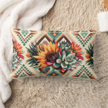oreiller à motif floral artistique