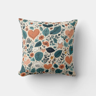 Oreiller à motif floral pastel et géométrique conf