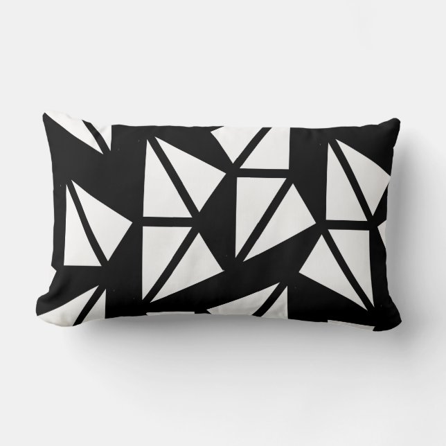 Oreiller à motif géométrique abstrait noir et blan (Recto)