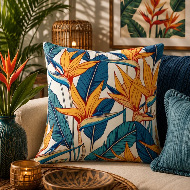 Oreiller à motif Oiseau de Paradis (Créateur téléchargé)