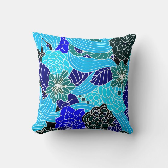 Oreiller à motif oriental bleu (Recto)