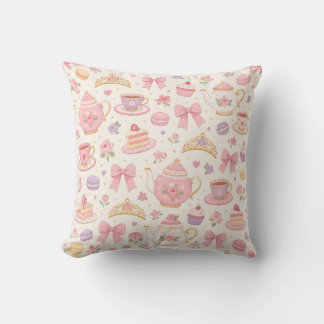 Oreiller à motif pastel de théière florale vintage