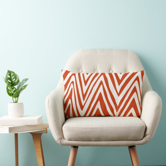 Oreiller à motif zèbre orange brûlé et blanc cassé (Chaise)