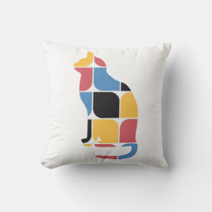 Oreiller à motifs de silhouettes de chats colorés
