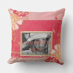Oreiller à projection de photo rose rouge