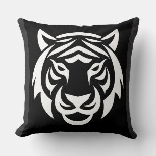 Oreiller à visage de tigre blanc