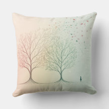 Oreiller Abstrait Arbre de Vie Minimaliste Pastel