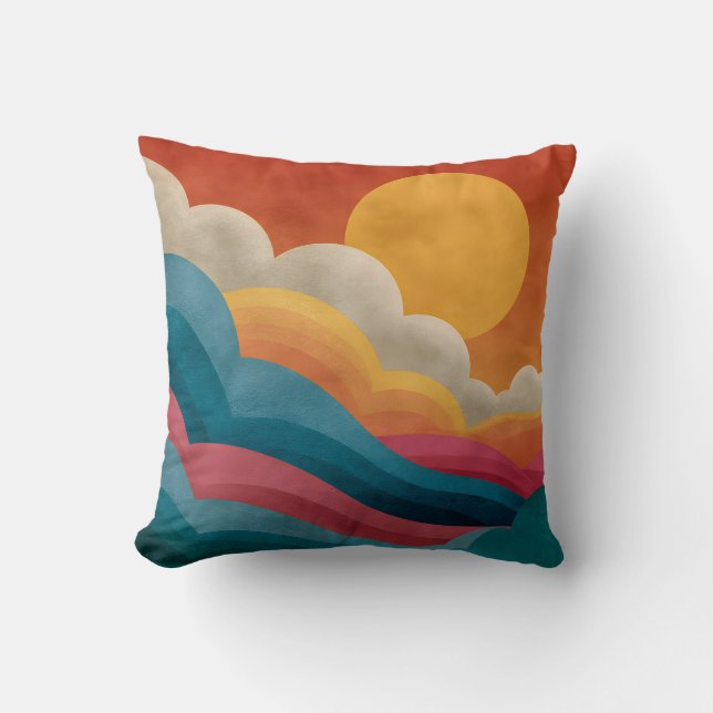 Oreiller abstrait Bauhaus Nuages Coucher de soleil (Recto)