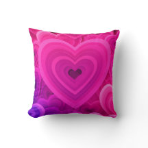 Oreiller Abstrait Coeur Rose Vibrant - Moderne