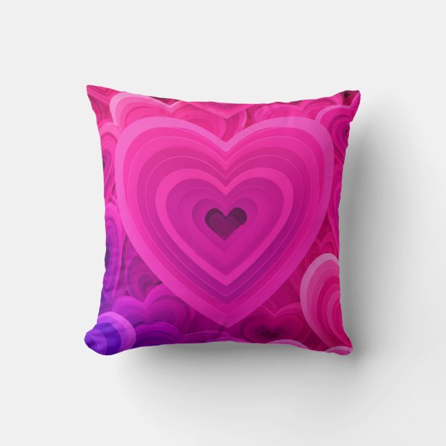 Oreiller Abstrait Coeur Rose Vibrant - Moderne (Recto)