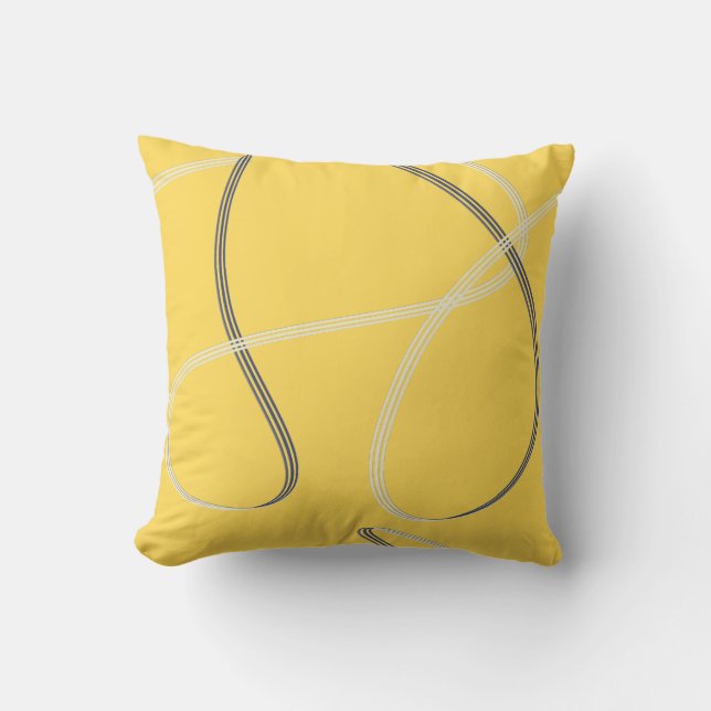 Oreiller Abstrait Jaune moutarde moderne (Recto)