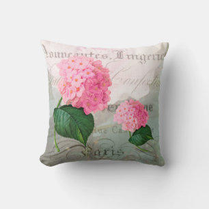 Oreiller accent romantique hortensia rose
