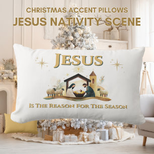 Oreiller accentué de Noël Nativité Jésus Or