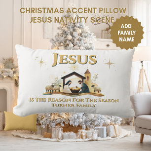 Oreiller accentué de Noël Nativité Jésus Or