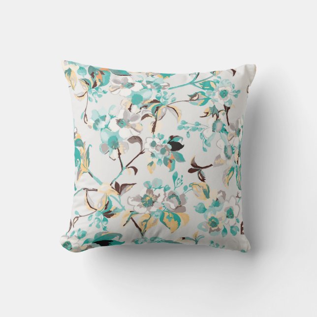 Oreiller accentué - Fleurs   Coussin de jet (Recto)