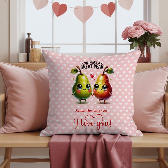 Oreiller accentué personnalisé avec nom de fruit m (Custom Name Fruit Pun Cute Valentine Accent Pillow)
