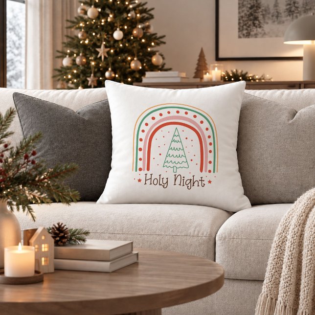 Oreiller accentuel traditionnel rouge vert boho de (Traditional Red Green Boho Christmas Accent Pillow)