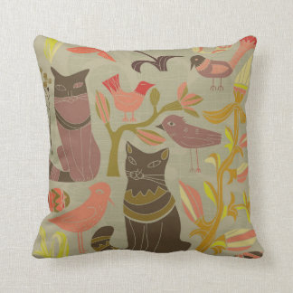 Oreiller Adorables Chats Et Oiseaux