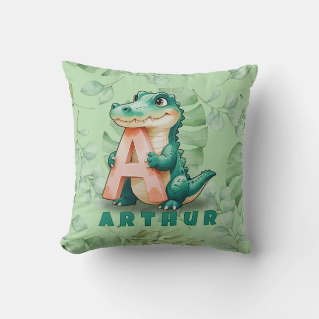Oreiller Alligator – Lettre de la Jungle A – Nom p (Recto)