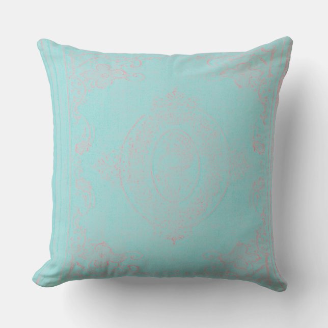 Oreiller American MoJo Ice Blue Mauve Antique Scro (Recto)