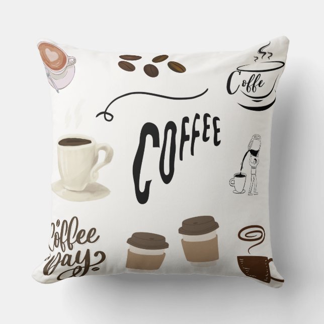 Oreiller Amoureux de Café – Conception de Tasse de (Recto)