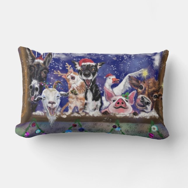 Oreiller Animaux de la Ferme de Noël (Recto)
