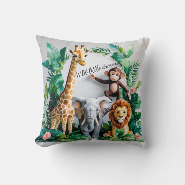 Oreiller Animaux Sauvages de la Jungle – Petit Rêv (Recto)