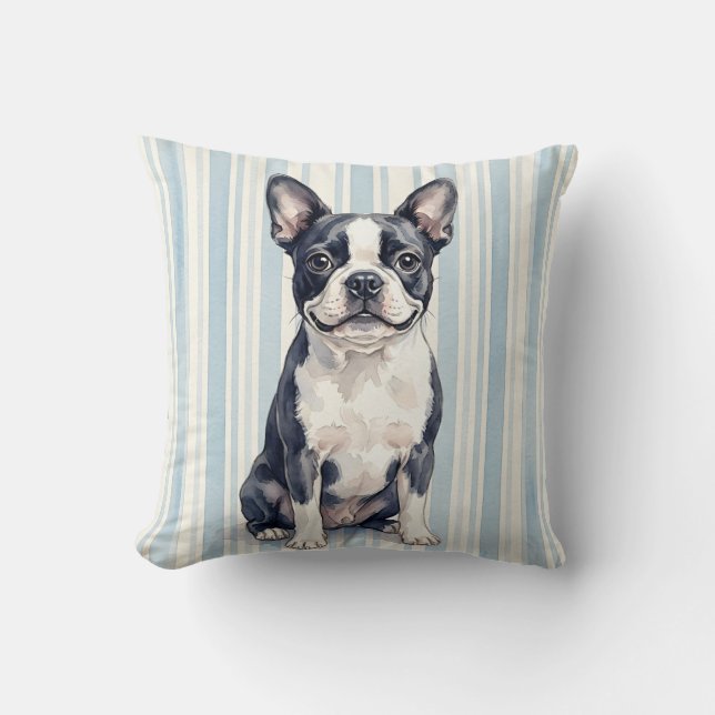 Oreiller aquarelle Boston Terrier (Recto)