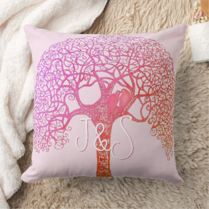 Oreiller Arbre Tourbillonnant Rose Oiseau Amour Ch