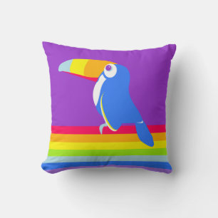 Oreiller arc-en-ciel coloré toucan enfants graphiq