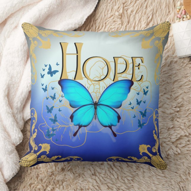 Oreiller Arsty Blue Butterfly 20"x20" - Espoir  (Couverture)