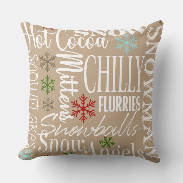 Oreiller avec citations de Noël/ rubans de Noël (Recto)
