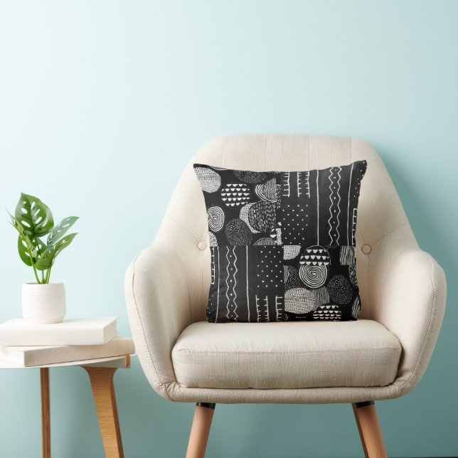 Oreiller avec motif africain contemporain (Chaise)