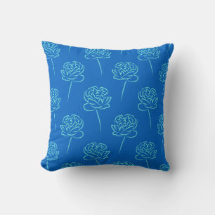 Oreiller avec motif de fleurs bleu ciel et aqua