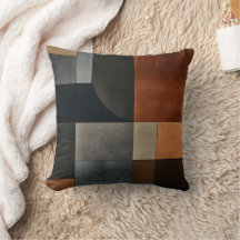 Oreiller Bauhaus à motif géométrique et bloc terre