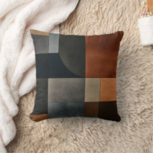 Oreiller Bauhaus à motif géométrique et bloc terre