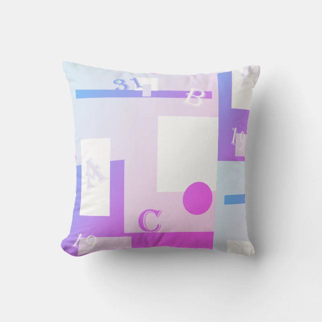 Oreiller blanc rose violet Abstrait Art (Recto)