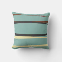 Oreiller bleu avec accents noir, Brown et beige