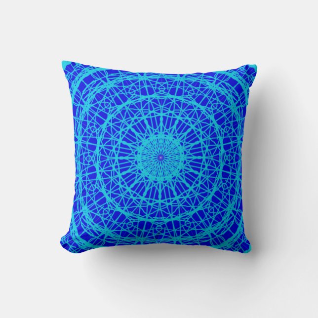 Oreiller bleu foncé clair Mandala (Recto)