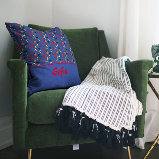 oreiller bleu pavot motif fleur sauvage (Créateur téléchargé)