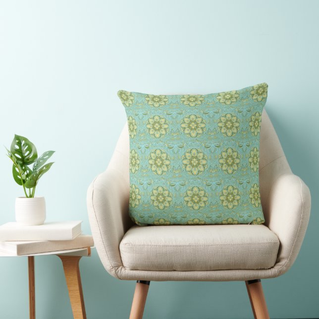 Oreiller bleu vert Brocades Thai (Chaise)