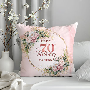 Oreiller Bohème Rose Poussiéreuse Brillante 70e An