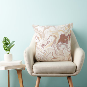 Oreiller Brown Abstrait en marbre - liquide modern