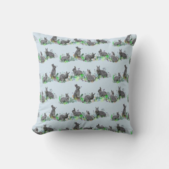 Oreiller Bunny Meadow (Bleu Clair) (Recto)