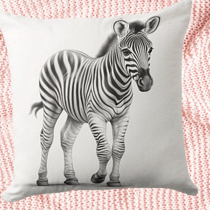 Oreiller carré bébé zèbre noir et blanc à jeter