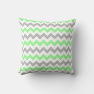 Oreiller carré Chevron Vert & Gris