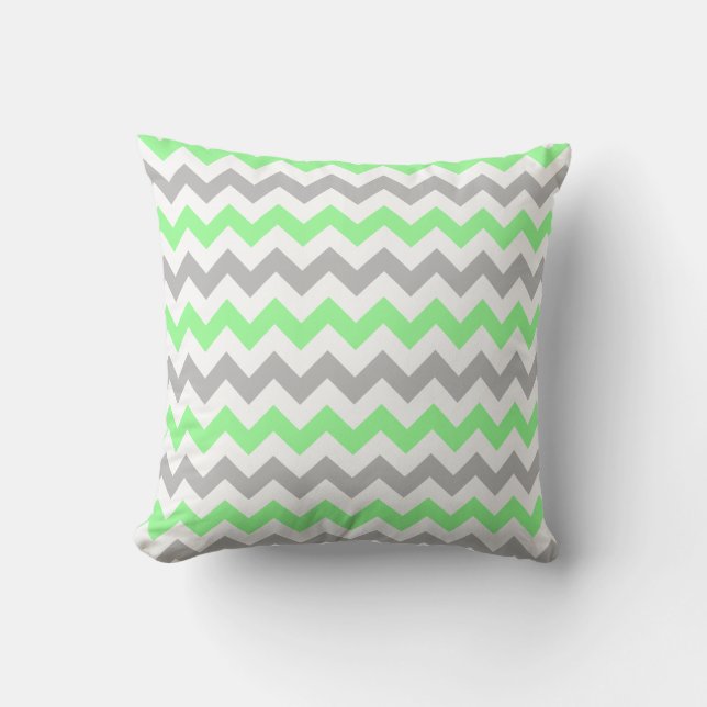 Oreiller carré Chevron Vert & Gris (Recto)