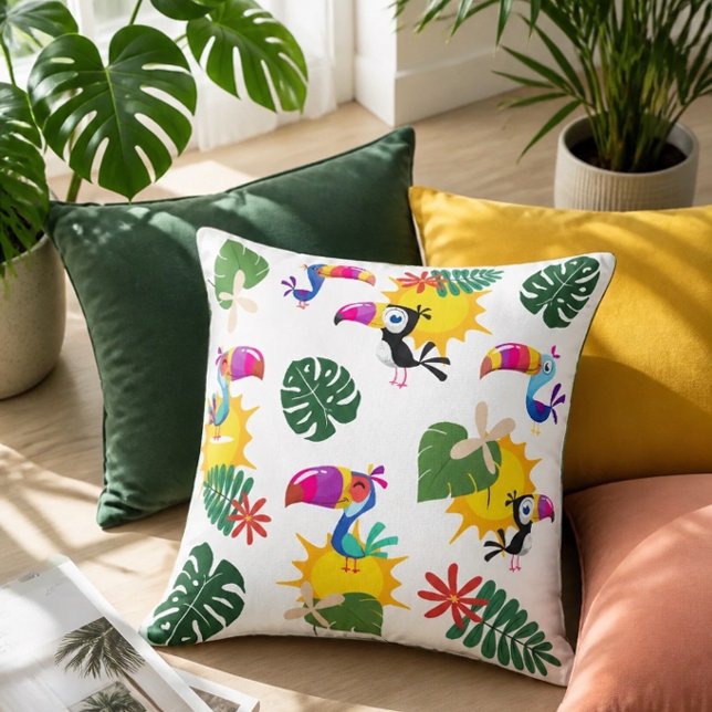 Oreiller carré cluster tropical toucan (Créateur téléchargé)