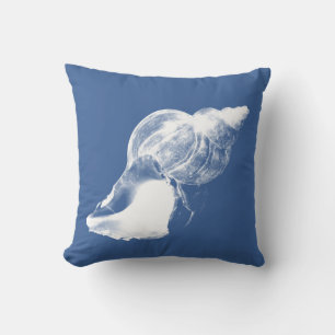 Oreiller carré coquille de conque bleue
